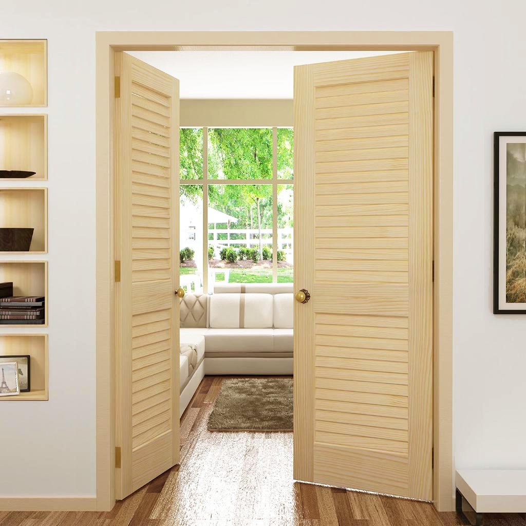 Traditional Louver Louver Solid Pine Unfinished Interior Door Slab
